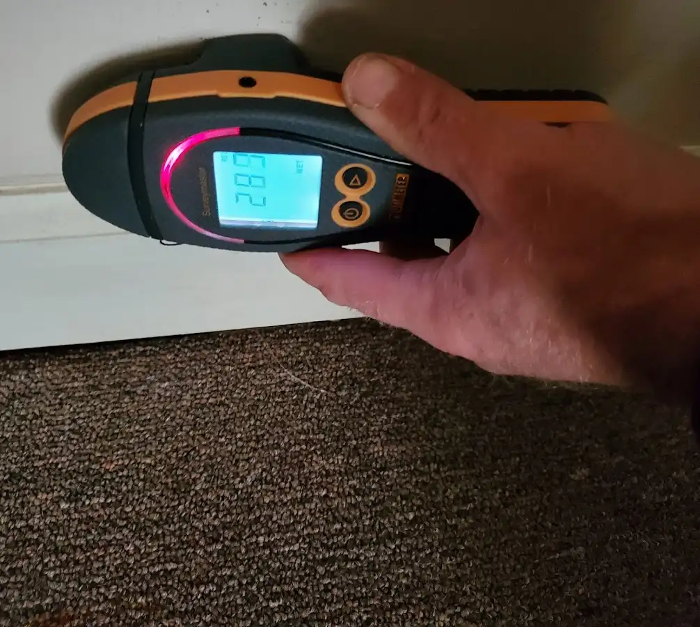 Moisture detection at baseboard during Sewage Cleanup & Sanitation in Canal Fulton